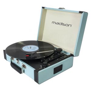 Madison Vintage Turntable Case With Bluetooth Blue