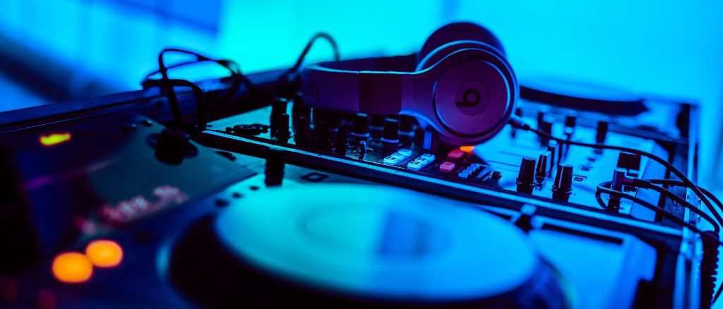 DJ mixer with headphones on it